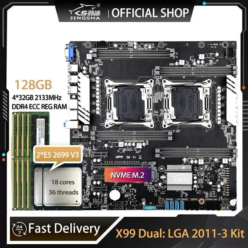 Juego de placa base Dual X99 c - E5 2699 V4 reseña y precio