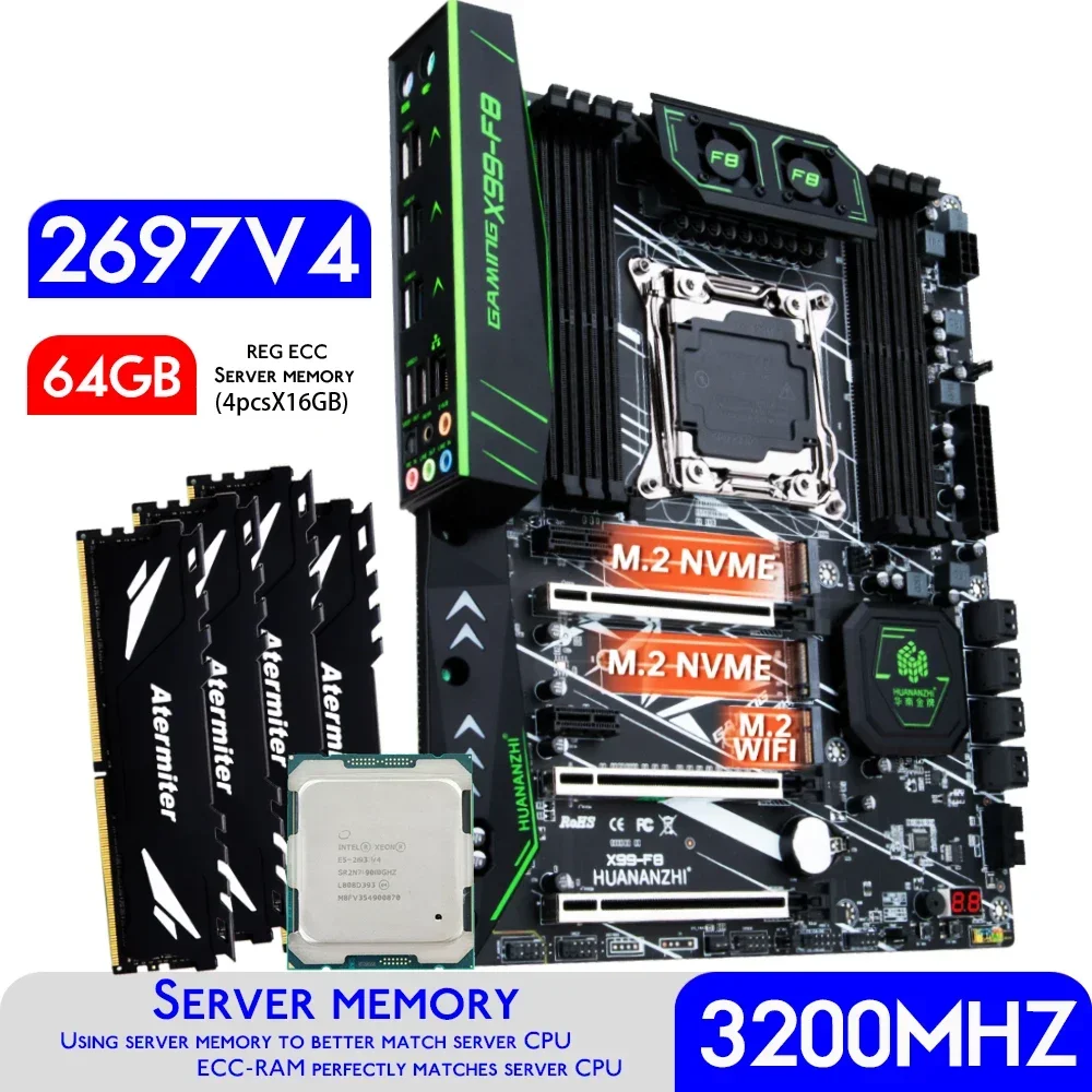 Placa base HUANANZHI X99 F8 X9 - 64Gb Ddr4 Ecc Reg 3200Mhz reseña y precio
